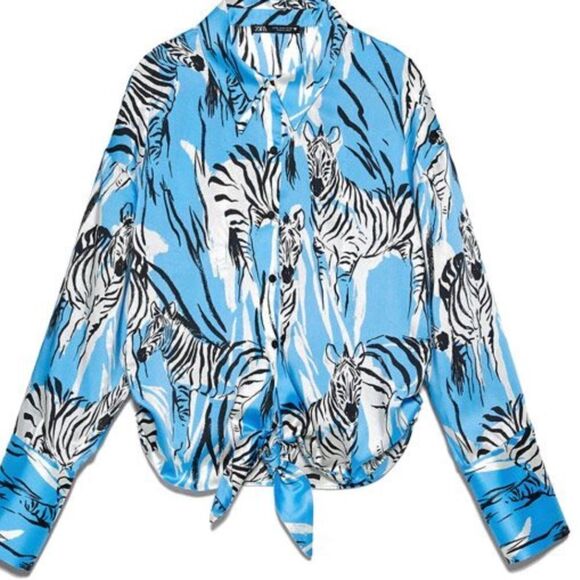 Zebra print satin blouse size Medium - Picture 8 of 12